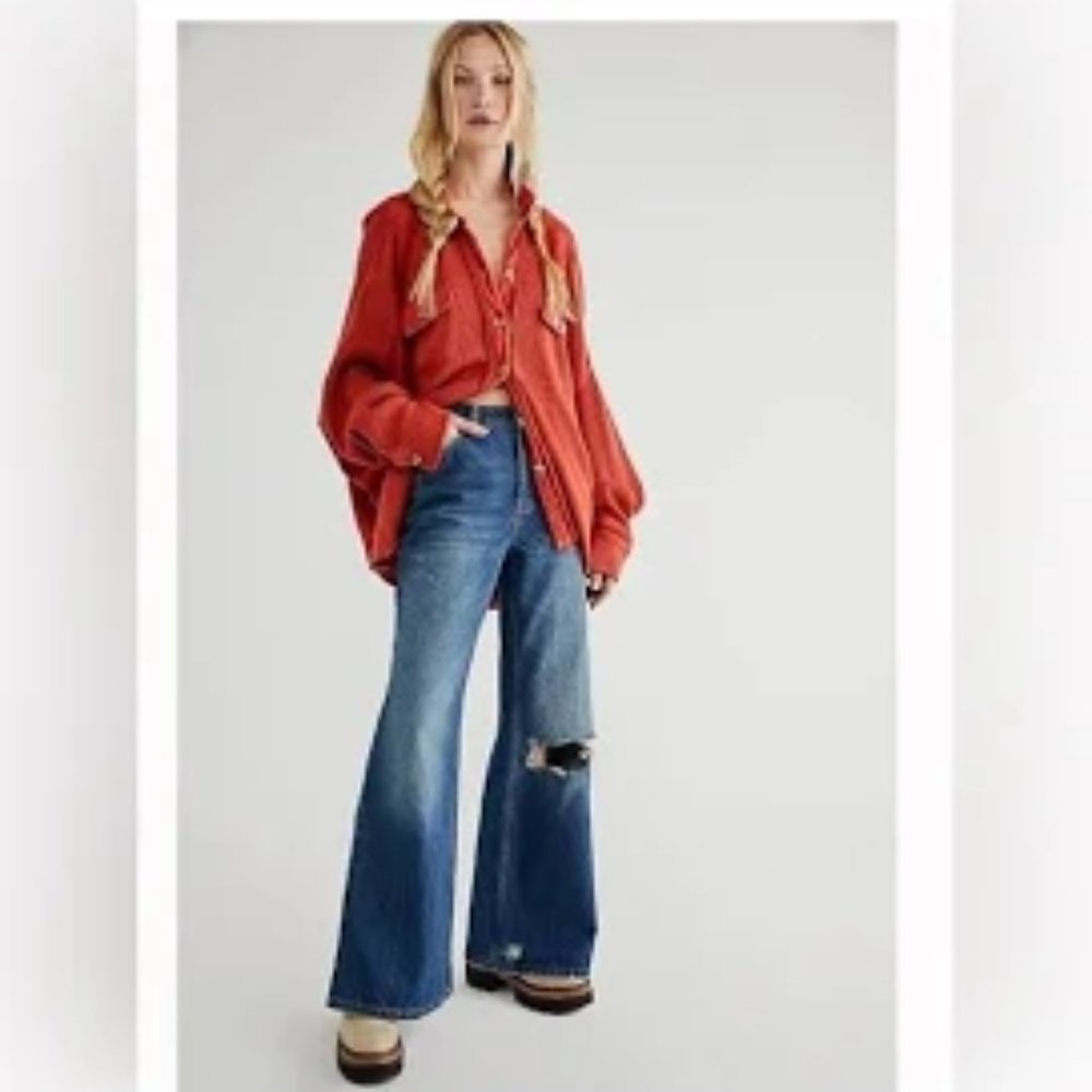 Free People We the Free Curvy Misfit Flare Jeans, Size 29